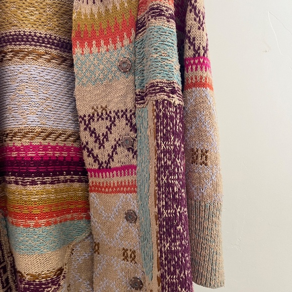 Pilcro shawl collar grandpa cardigan in multi color size xs/s - Picture 8 of 9